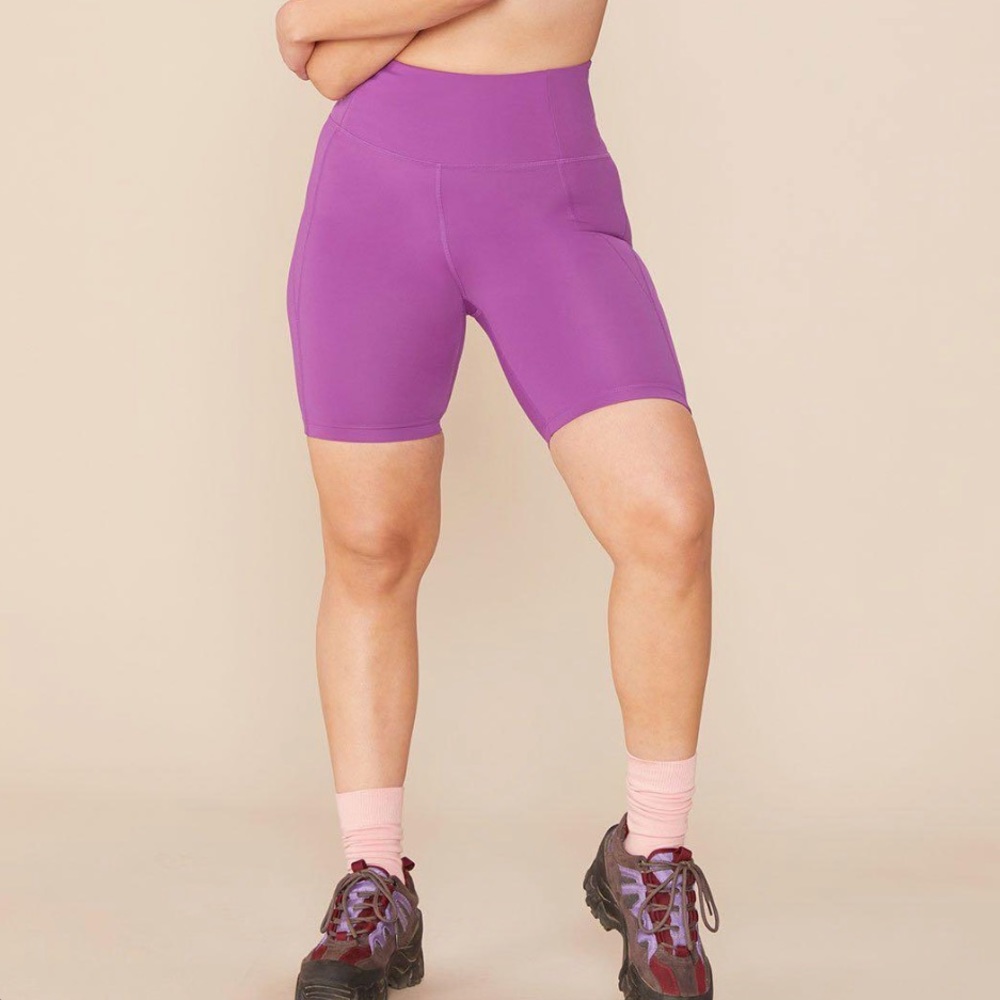 Girlfriend Collective High Rise Bike Short in Wildflower